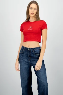 Shasa Bear Printed Crop T-Shirt