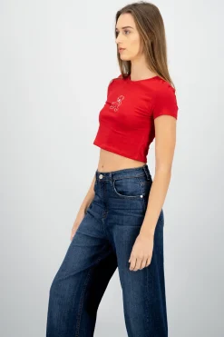 Shasa Bear Printed Crop T-Shirt