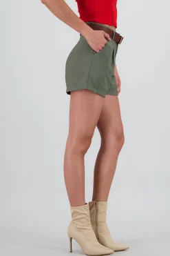 Shasa Belt and Pleats Shorts