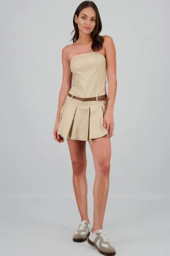Shasa Belt Detail Pleated Mini Dress