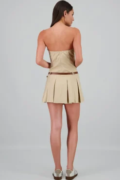 Shasa Belt Detail Pleated Mini Dress