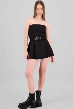 Shasa Belt Detail Pleated Mini Dress