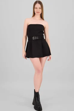 Shasa Belt Detail Pleated Mini Dress