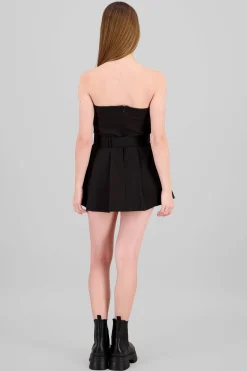 Shasa Belt Detail Pleated Mini Dress