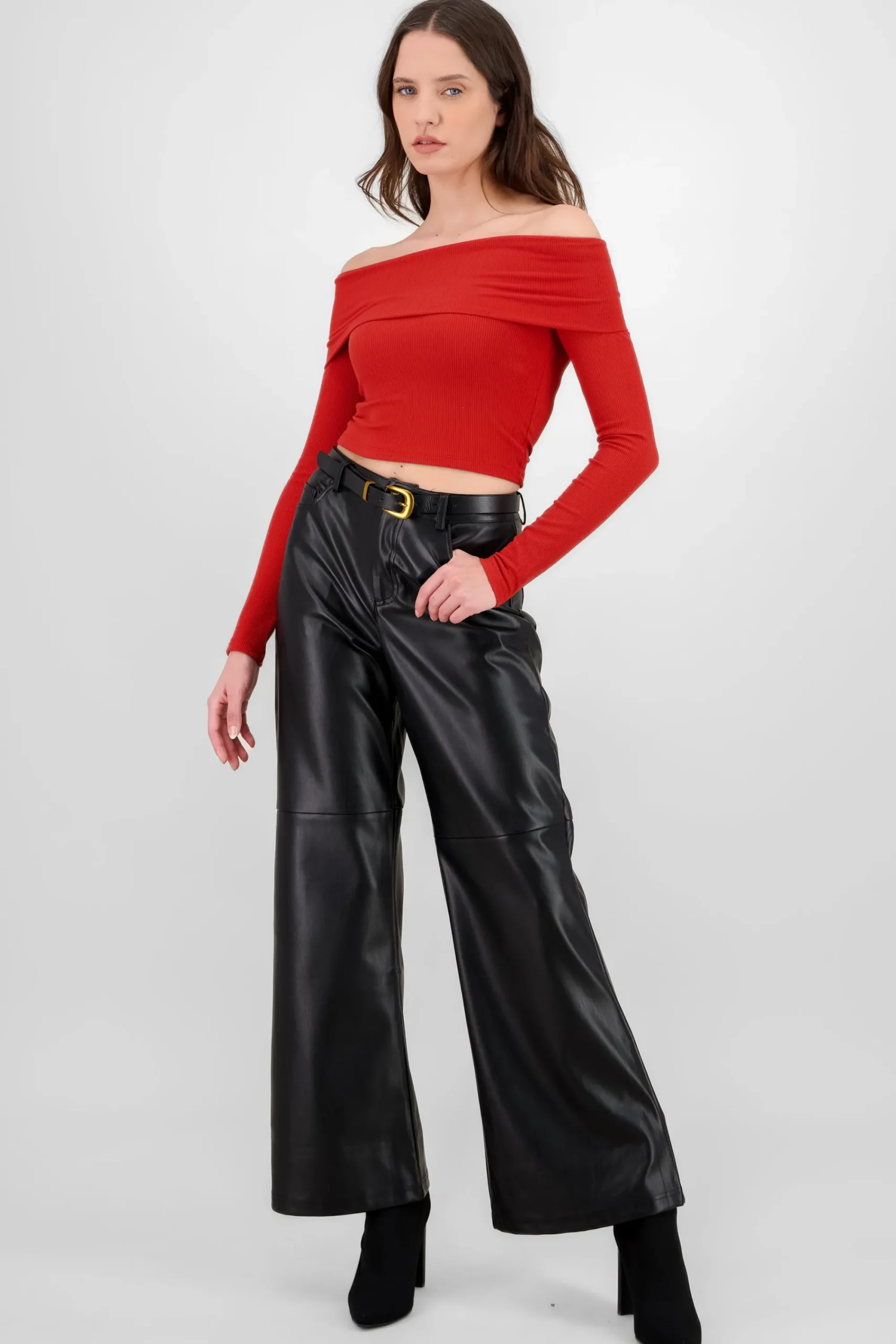 Shasa Belt Detail Straight Pants