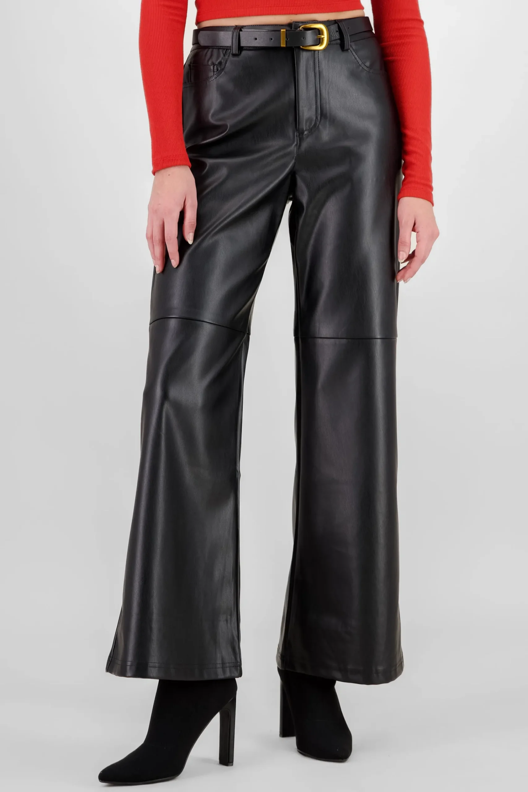 Shasa Belt Detail Straight Pants