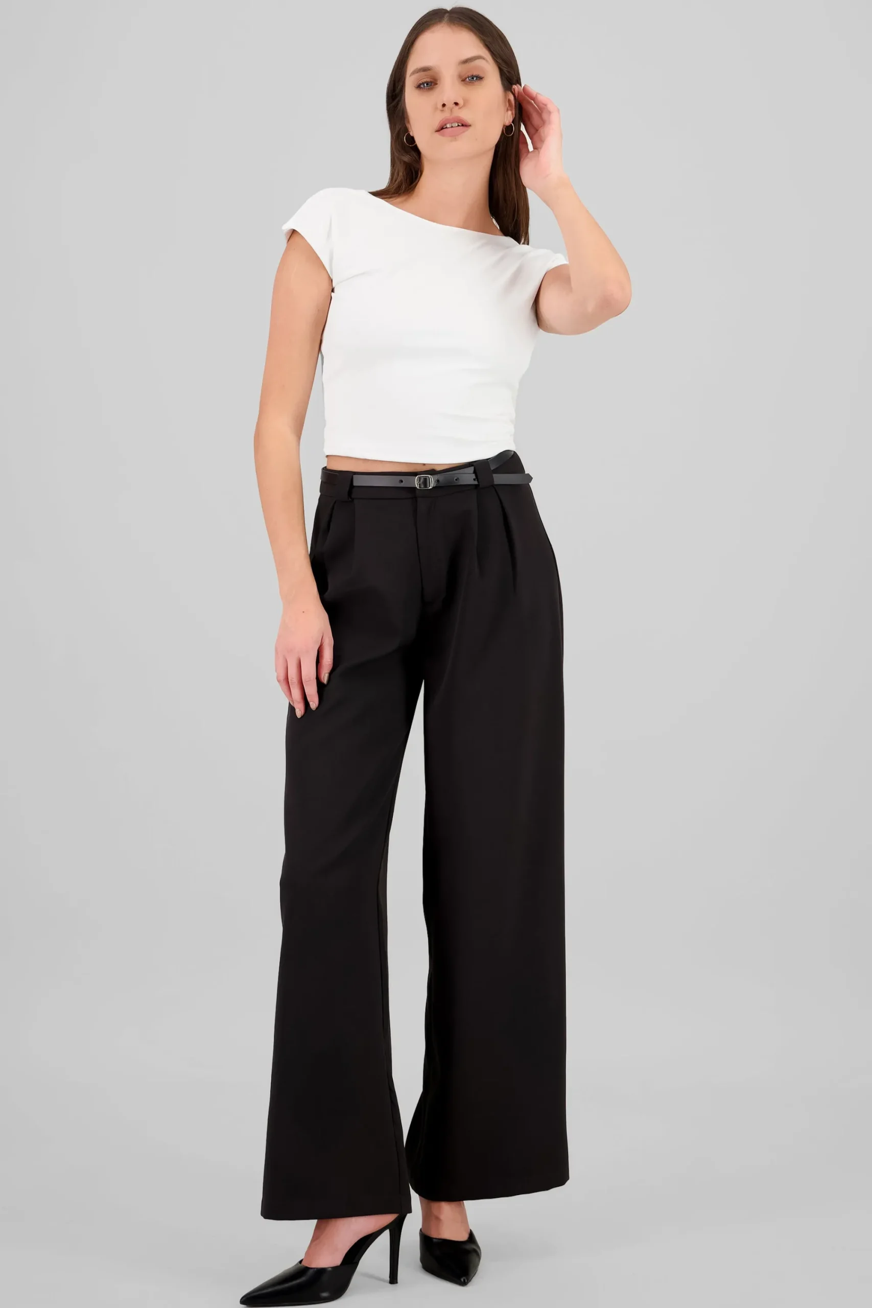 Shasa Belt Detail Tailored Pants
