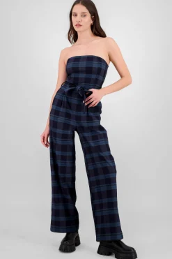 Shasa Belted Plaid Jumpsuit
