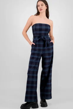 Shasa Belted Plaid Jumpsuit