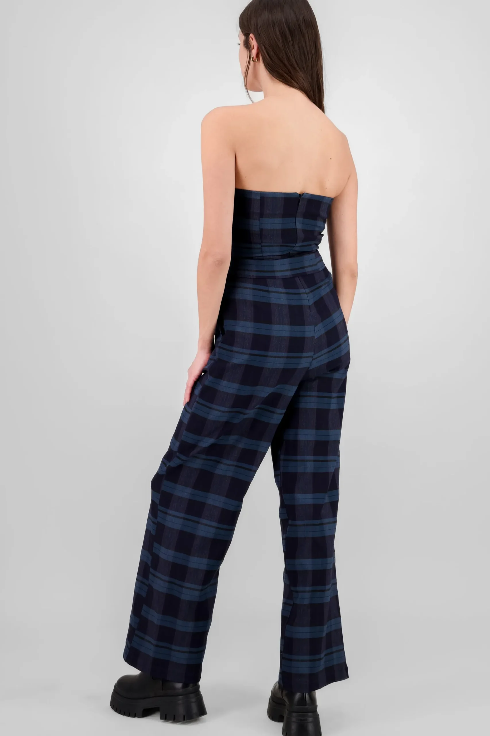 Shasa Belted Plaid Jumpsuit
