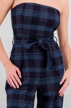 Shasa Belted Plaid Jumpsuit