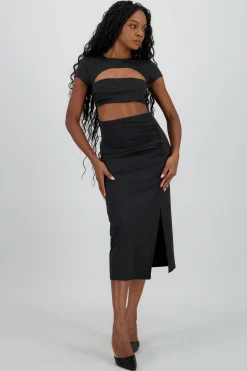 Shasa Bodycon Maxi Dress With Cut outs