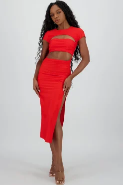 Shasa Bodycon Maxi Dress With Cut outs