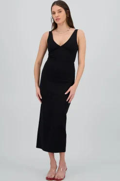 Shasa Bodycon V Neck Maxi Dress