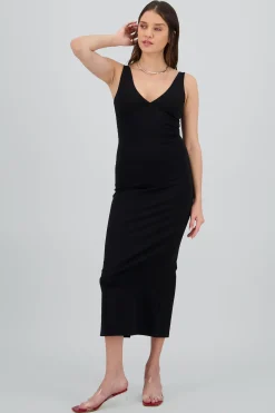Shasa Bodycon V Neck Maxi Dress
