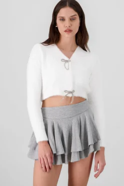 Shasa Bow Buttons and Glitter Cardigan
