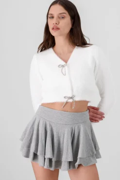 Shasa Bow Buttons and Glitter Cardigan