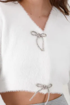 Shasa Bow Buttons and Glitter Cardigan
