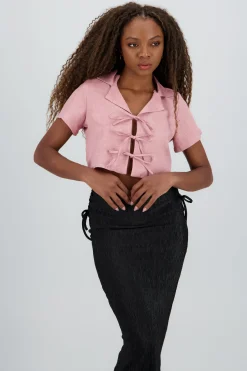 Shasa Bow Detail Crop Shirt