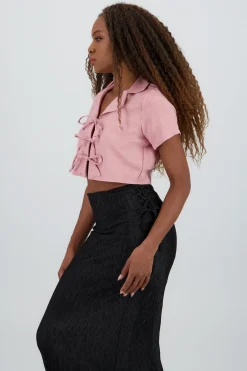 Shasa Bow Detail Crop Shirt
