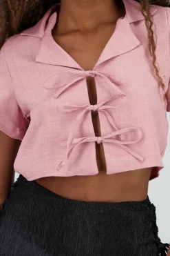 Shasa Bow Detail Crop Shirt