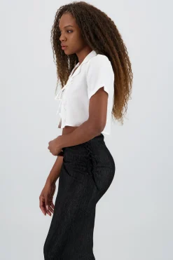 Shasa Bow Detail Crop Shirt