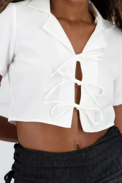 Shasa Bow Detail Crop Shirt