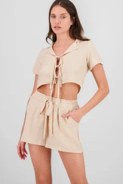 Shasa Bow Detail Crop Shirt