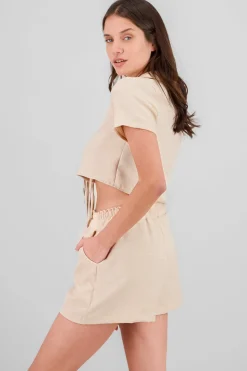 Shasa Bow Detail Crop Shirt