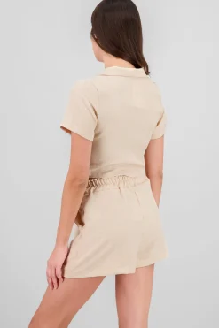 Shasa Bow Detail Crop Shirt