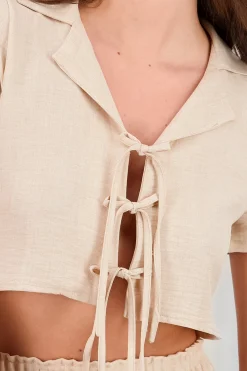 Shasa Bow Detail Crop Shirt