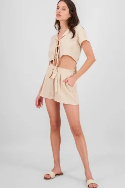 Shasa Bow Detail Elastic Waist Shorts