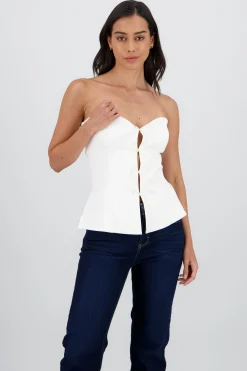 Shasa Bow Detail Heart Neckline Top