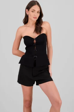Shasa Bow Detail Heart Neckline Top