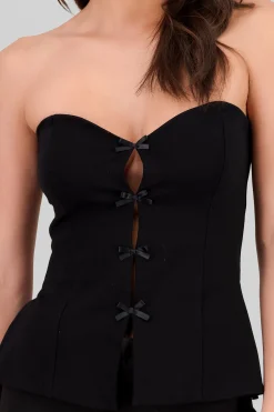 Shasa Bow Detail Heart Neckline Top