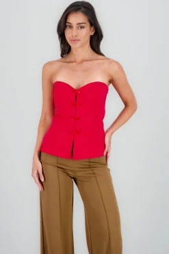 Shasa Bow Detail Heart Neckline Top