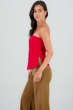 Shasa Bow Detail Heart Neckline Top
