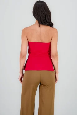 Shasa Bow Detail Heart Neckline Top