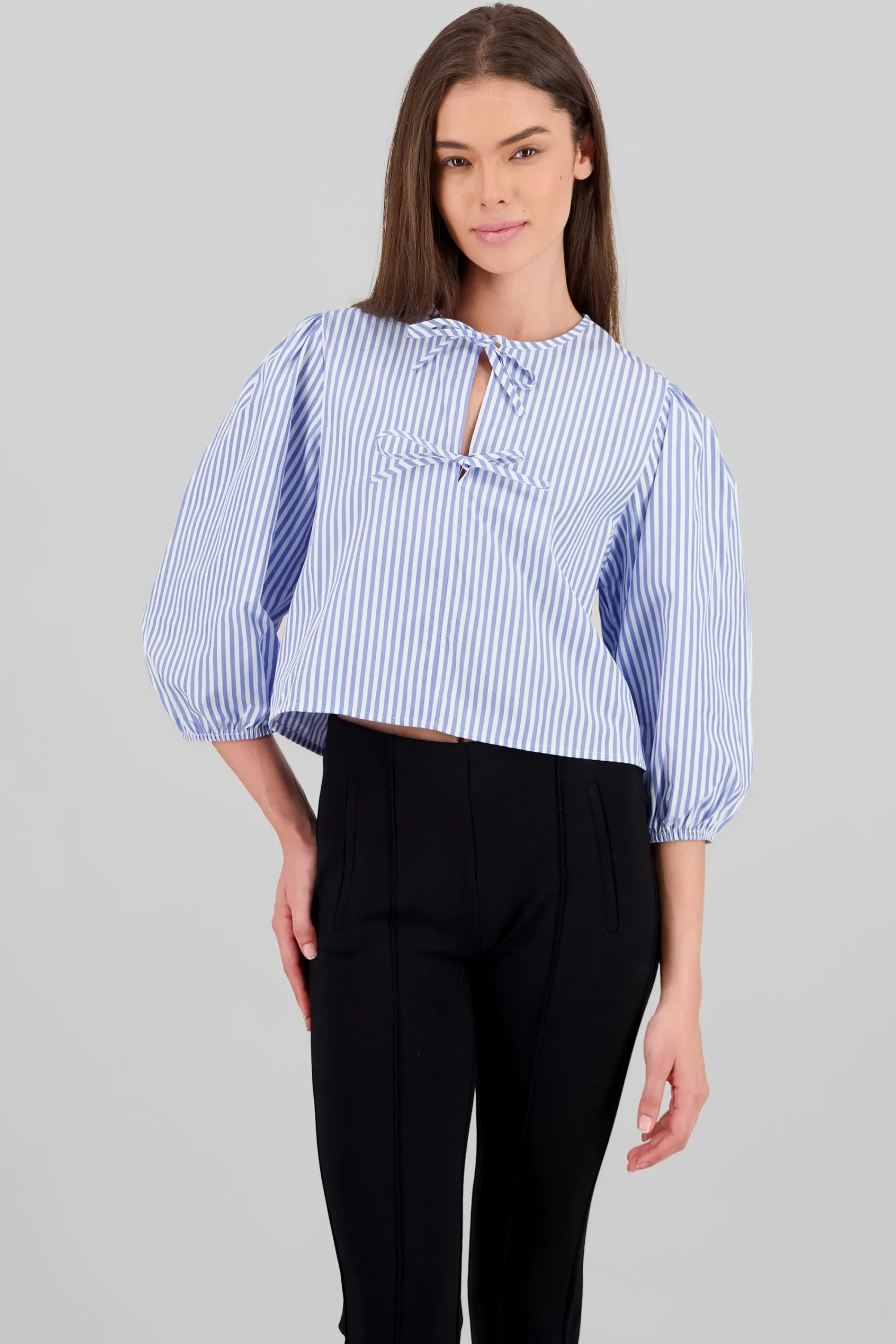 Shasa Bow Detail Puff Sleeve Shirt
