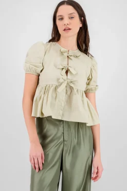 Shasa Bow Detail Puffed Sleeve Blouse