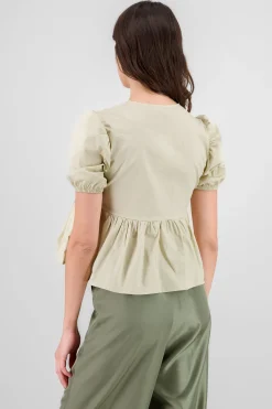 Shasa Bow Detail Puffed Sleeve Blouse