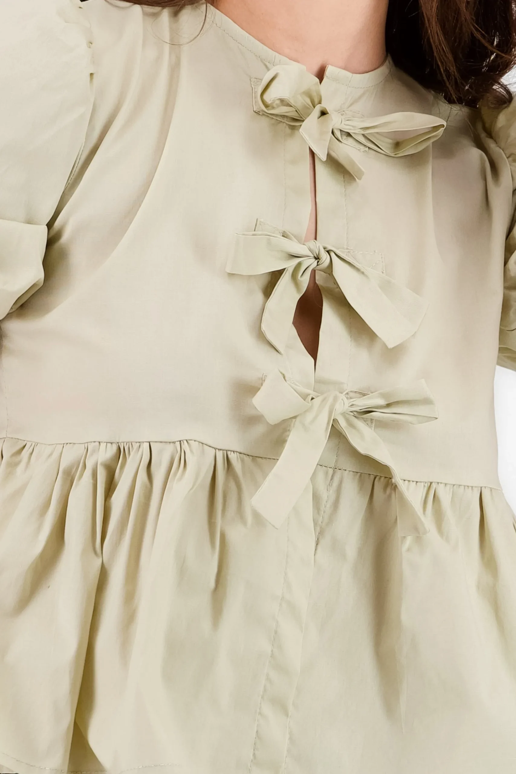 Shasa Bow Detail Puffed Sleeve Blouse