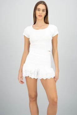 Shasa Bow Detail Short Sleeve Top