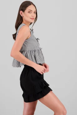Shasa Bow Detail Striped Blouse