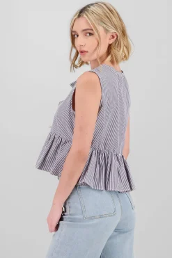 Shasa Bow Detail Striped Blouse