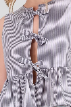 Shasa Bow Detail Striped Blouse