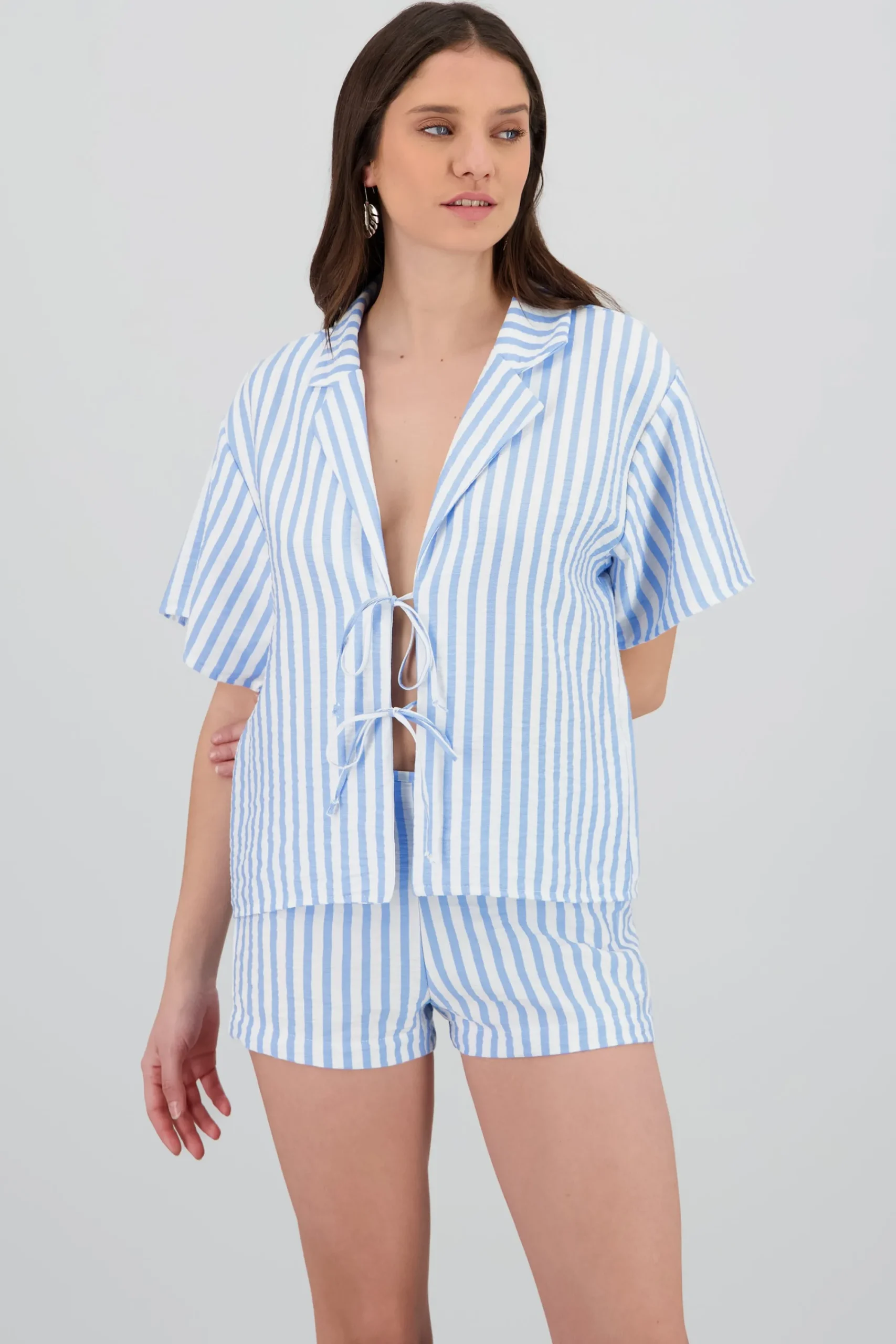 Shasa Bow Detail Striped Shirt