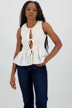 Shasa Bow Detail Textured Top