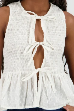 Shasa Bow Detail Textured Top
