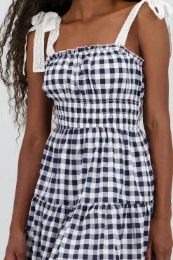 Shasa Bow Straps Gigham Mini Dress
